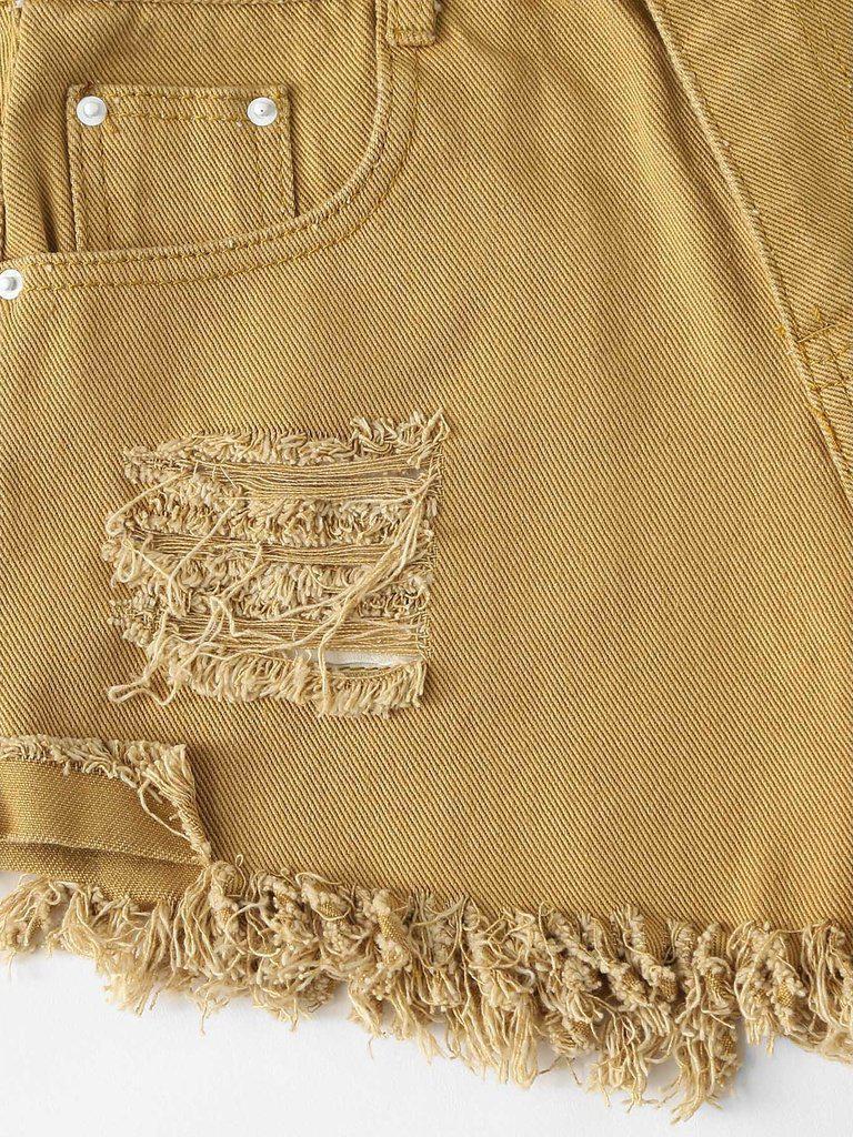 Raw Hem Ripped Denim Shorts-bottom-Des Mess
