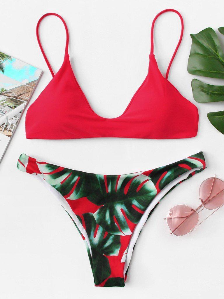 Palm Print Bikini Set-swimwear-Des Mess