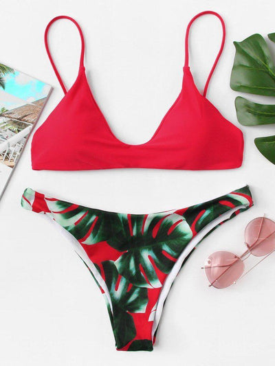 Palm Print Bikini Set-swimwear-Des Mess