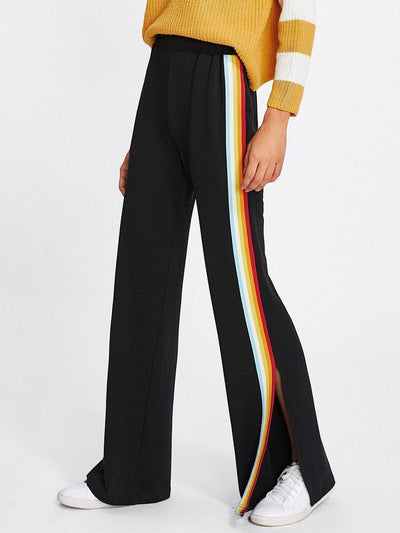 Rainbow Tape Side Split Pants-bottom-Des Mess