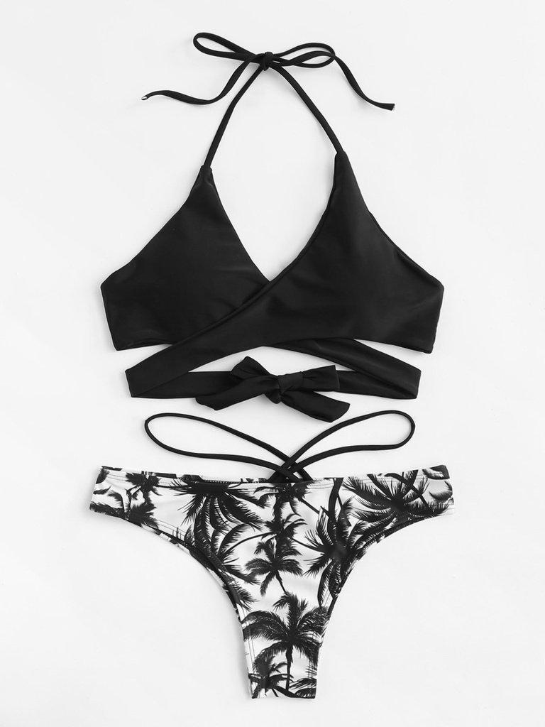 Surplice Wrap Front Cut Out Side Bikini Set--Des Mess