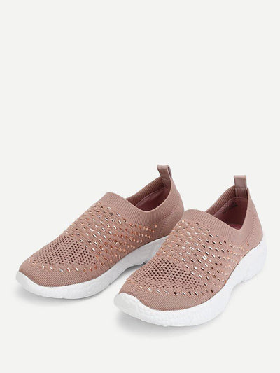 Rhinestone Decorated Slip On Sneakers-shoes-Des Mess
