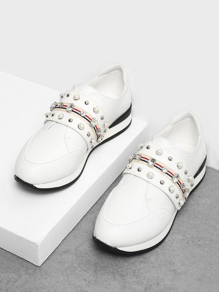 Rhinestone Design Slip On Sneakers-shoes-Des Mess