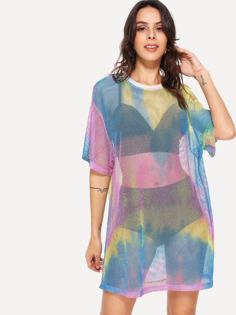 Pastel Tie Dye Mesh Dress-sportswear-Des Mess