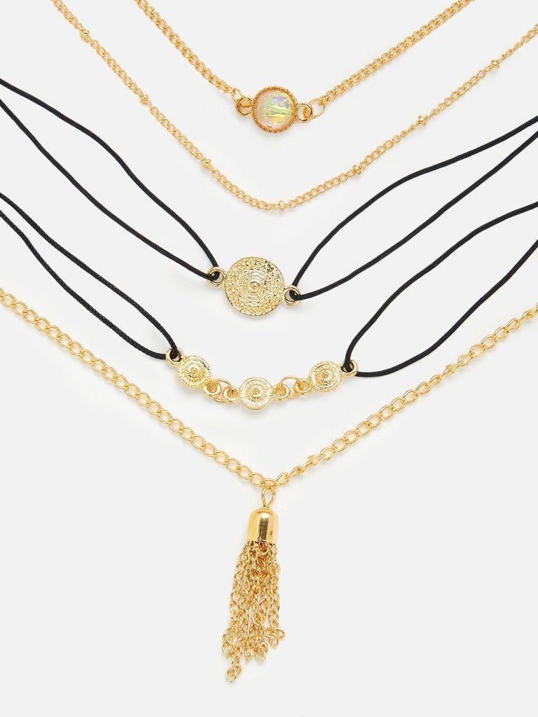 Tassel Detail Link Bracelet Set 5Pcs--Des Mess