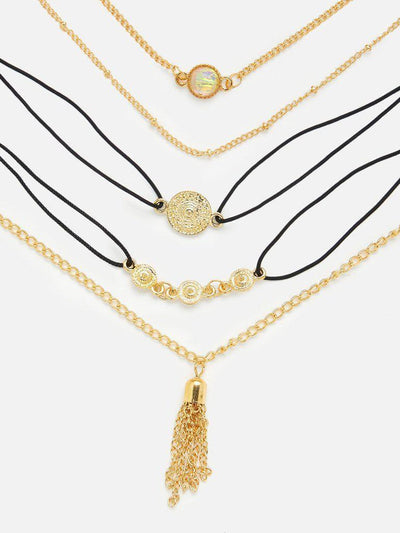 Tassel Detail Link Bracelet Set 5Pcs--Des Mess