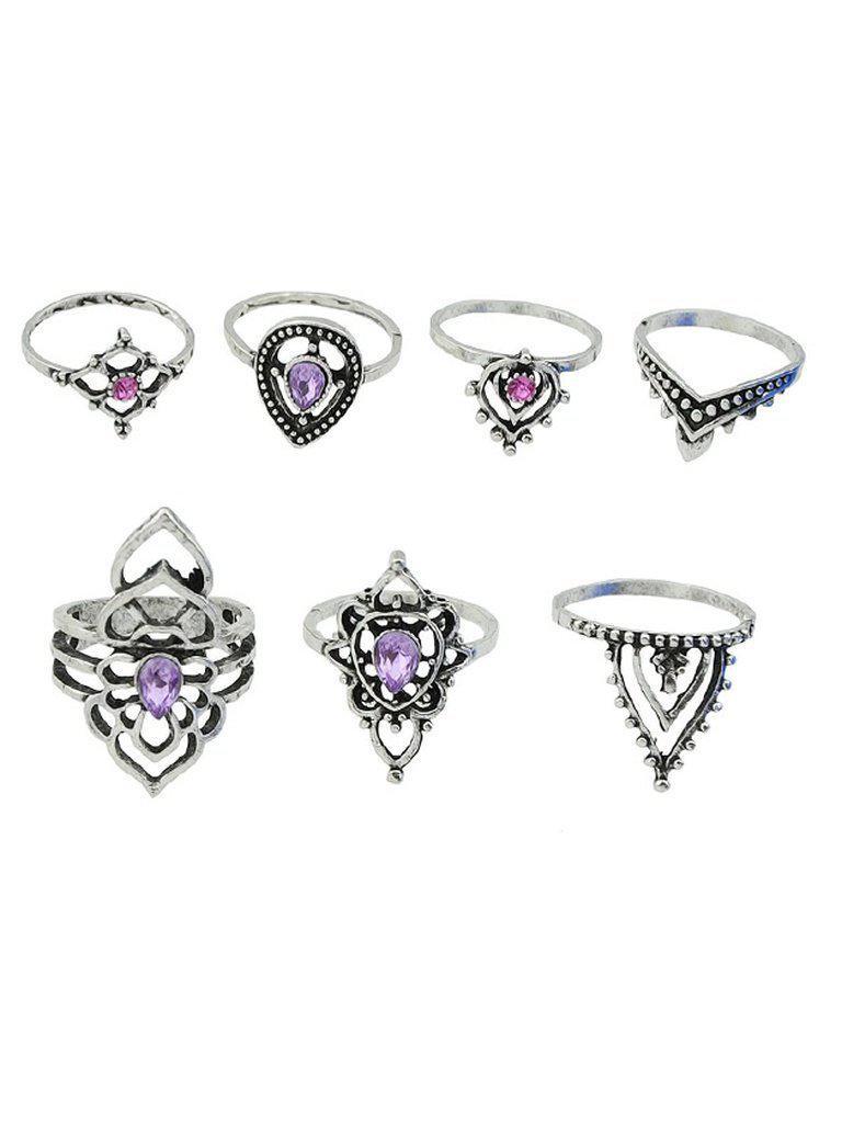 Vintage Purple Crystal Ring Set-jewelry-Des Mess