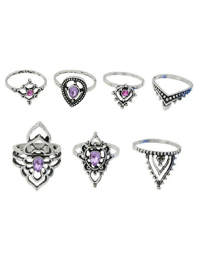 Vintage Purple Crystal Ring Set-jewelry-Des Mess