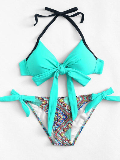 Bow Tie Halter Bikini Set-swimwear-Des Mess