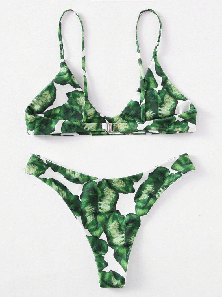 Jungle Print High Leg Bikini Set-swimwear-Des Mess
