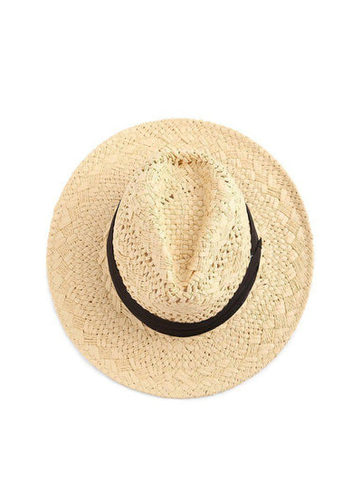 Contrast Band Braided Beach Hat-accessories-Des Mess