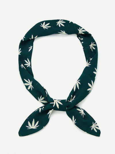 Leaf Printed Skinny Scarf-accessories-Des Mess