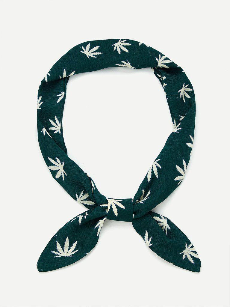 Leaf Printed Skinny Scarf-accessories-Des Mess