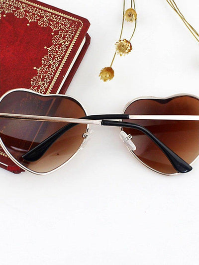 New 2015 Summer Fashion Gold Silver Alloy Heart Shape Acetate Frame Wrap Sunglasses-accessories-Des Mess