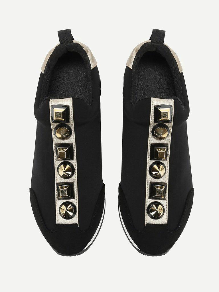 Studded Design Slip On Sneakers-shoes-Des Mess
