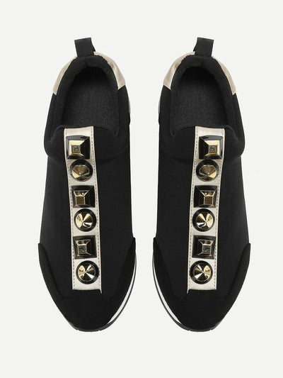 Studded Design Slip On Sneakers-shoes-Des Mess