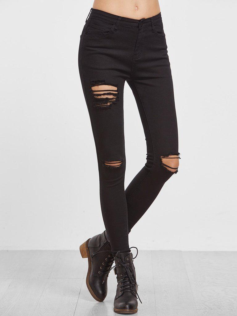 Ripped Skinny Jeans-bottom-Des Mess