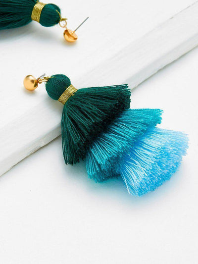 Color Block Tiered Tassel Drop Earrings-jewelry-Des Mess