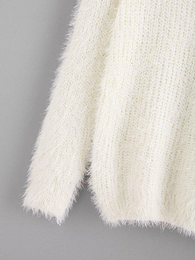 Fuzzy Chunky Knit Sweater-outerwear-Des Mess