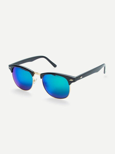 Browline Frame Mirrored Lenses Sunglasses-accessories-Des Mess