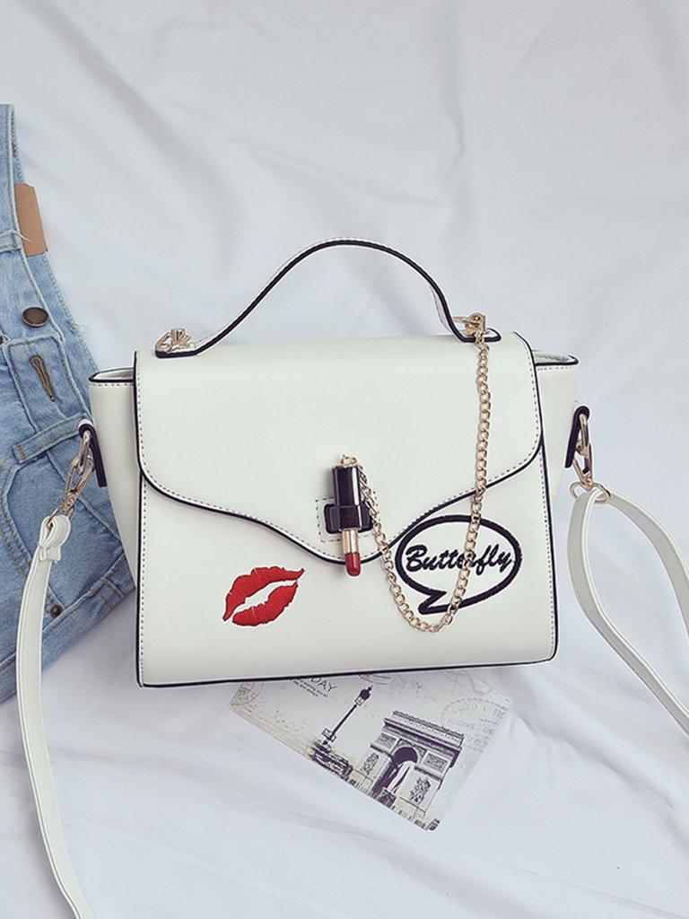 Chain Detail Print Flap Crossbody Bag-accessories-Des Mess