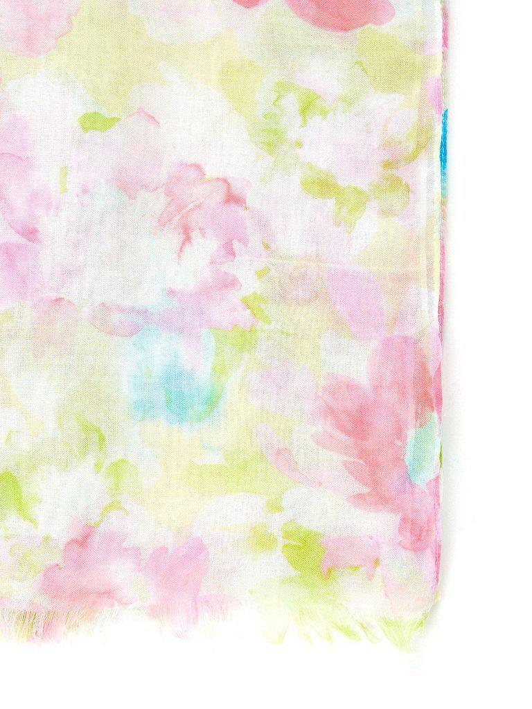 Flower Print Frayed Trim Scarf-accessories-Des Mess