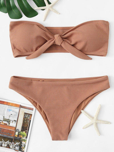 Knot Front Bikini Set-swimwear-Des Mess