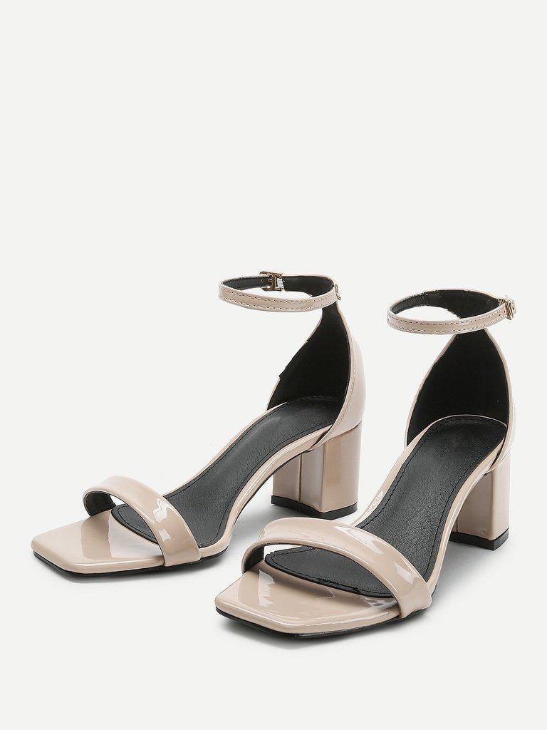 Square Toe Chunky Heeled Sandals-shoes-Des Mess