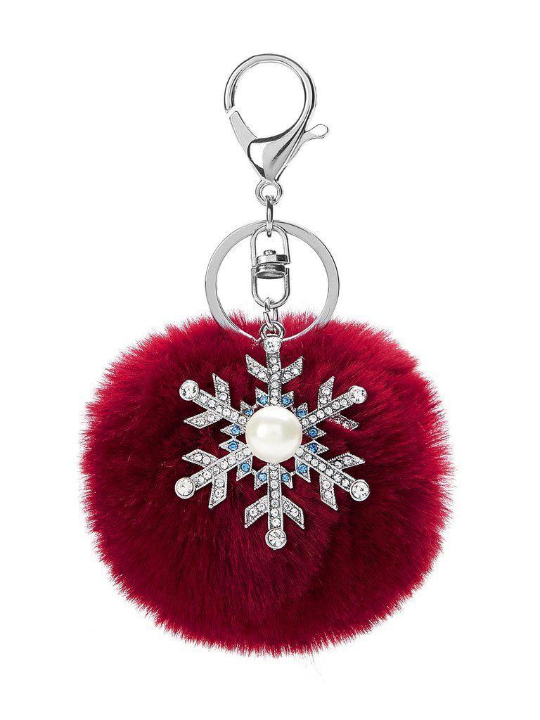 Christmas Pom Pom & Snowflake Keychain With Jewelry-others-Des Mess