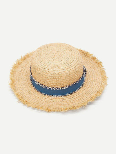 Raw Edge Straw Boater Hat--Des Mess