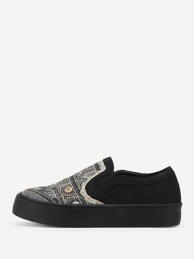 Geometric Pattern Low Top Sneakers-shoes-Des Mess
