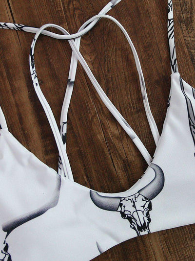 Animal Print Strappy Back Bikini Set-swimwear-Des Mess