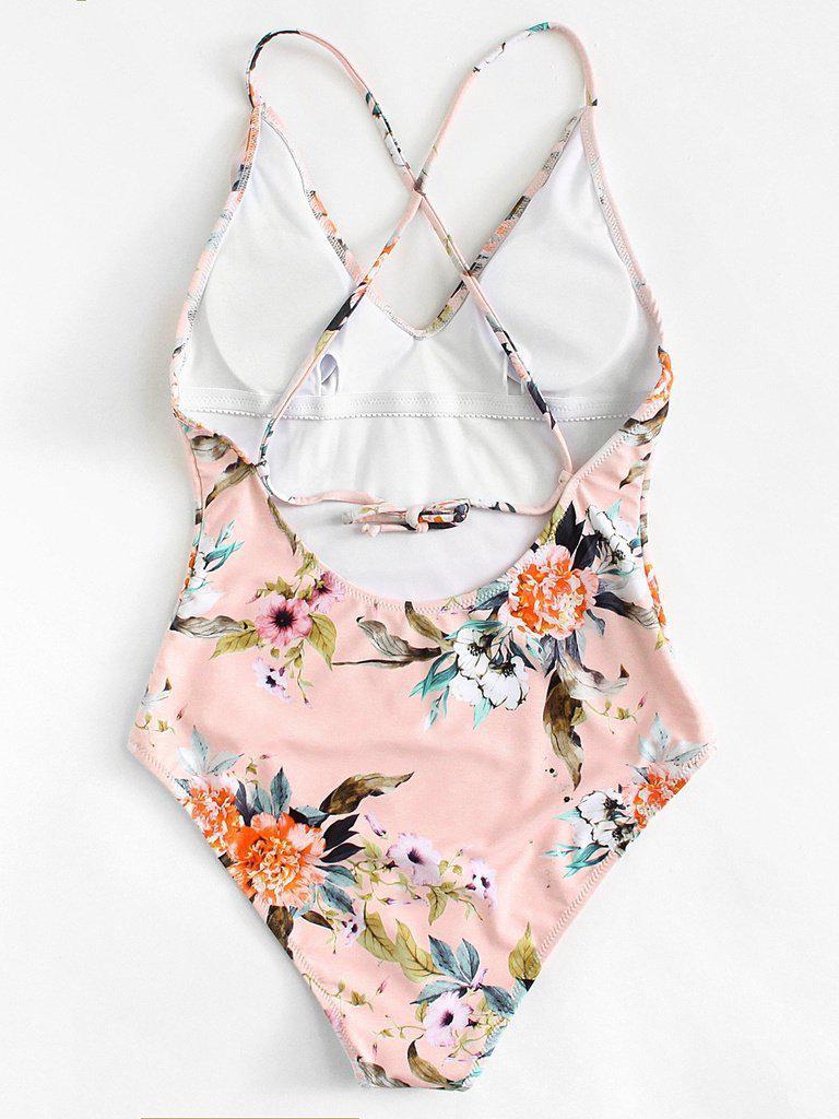 Flounce Neckline Botanical Swimsuit-swimwear-Des Mess