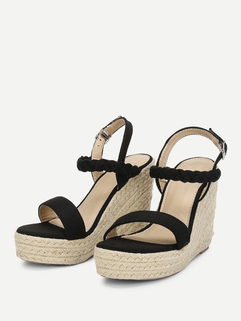 Woven Strap Platform Wedge Sandals-shoes-Des Mess
