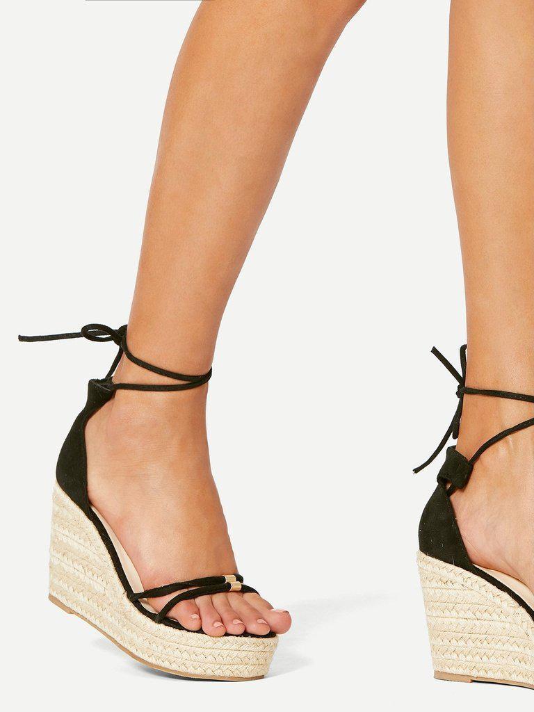 Lace Up Espadrille Wedges-shoes-Des Mess