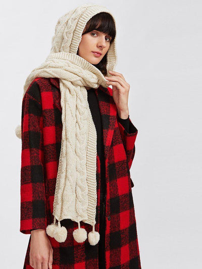 Pom Pom Cable Knit Scarf-accessories-Des Mess