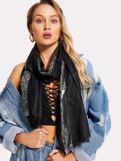 Frayed Trim Light Weight Scarf-accessories-Des Mess