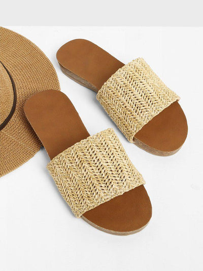 Woven Flat Slide Sandals-shoes-Des Mess