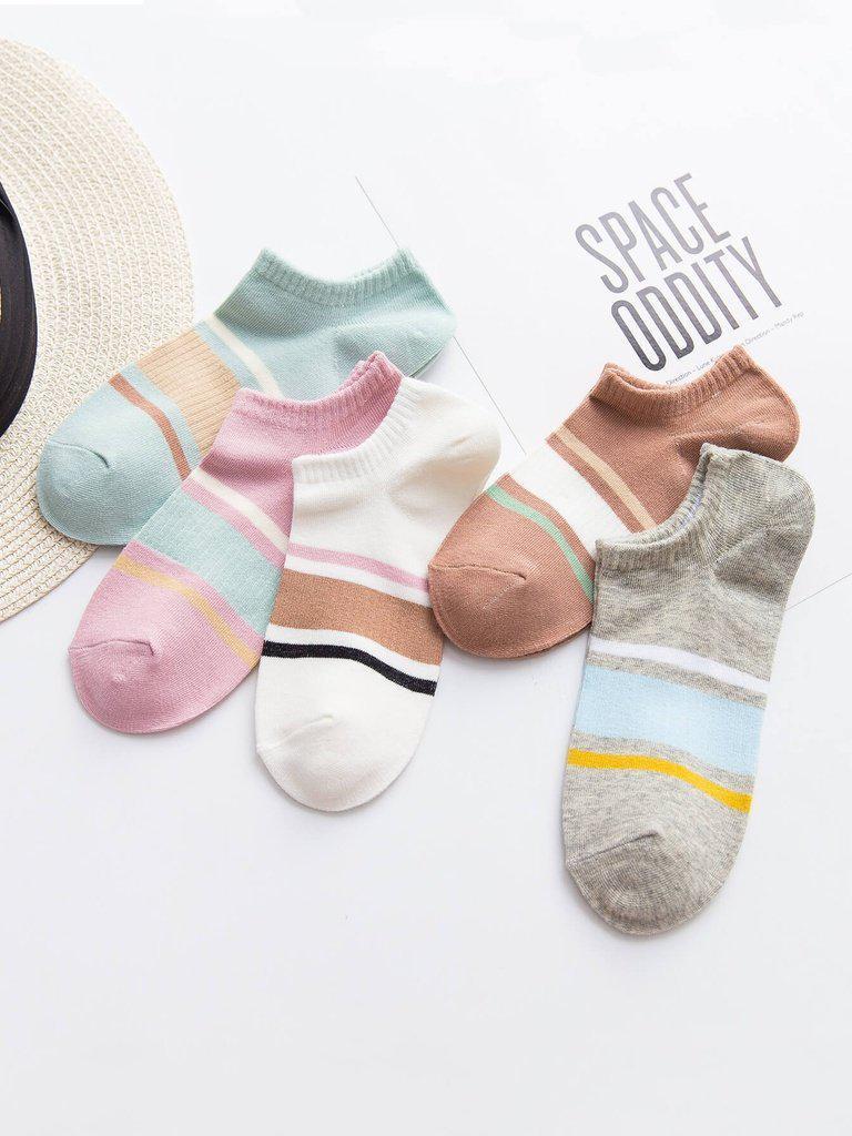 Color Block Invisible Socks 5Pairs-accessories-Des Mess