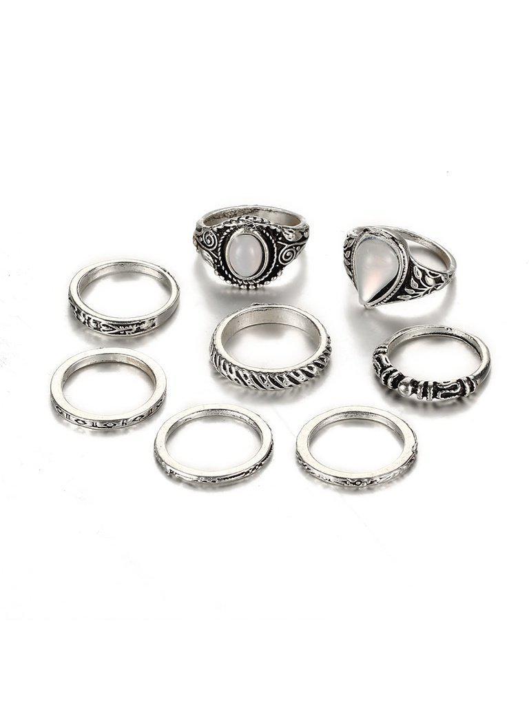 Multi Shaped Ring Set 8pcs-jewelry-Des Mess