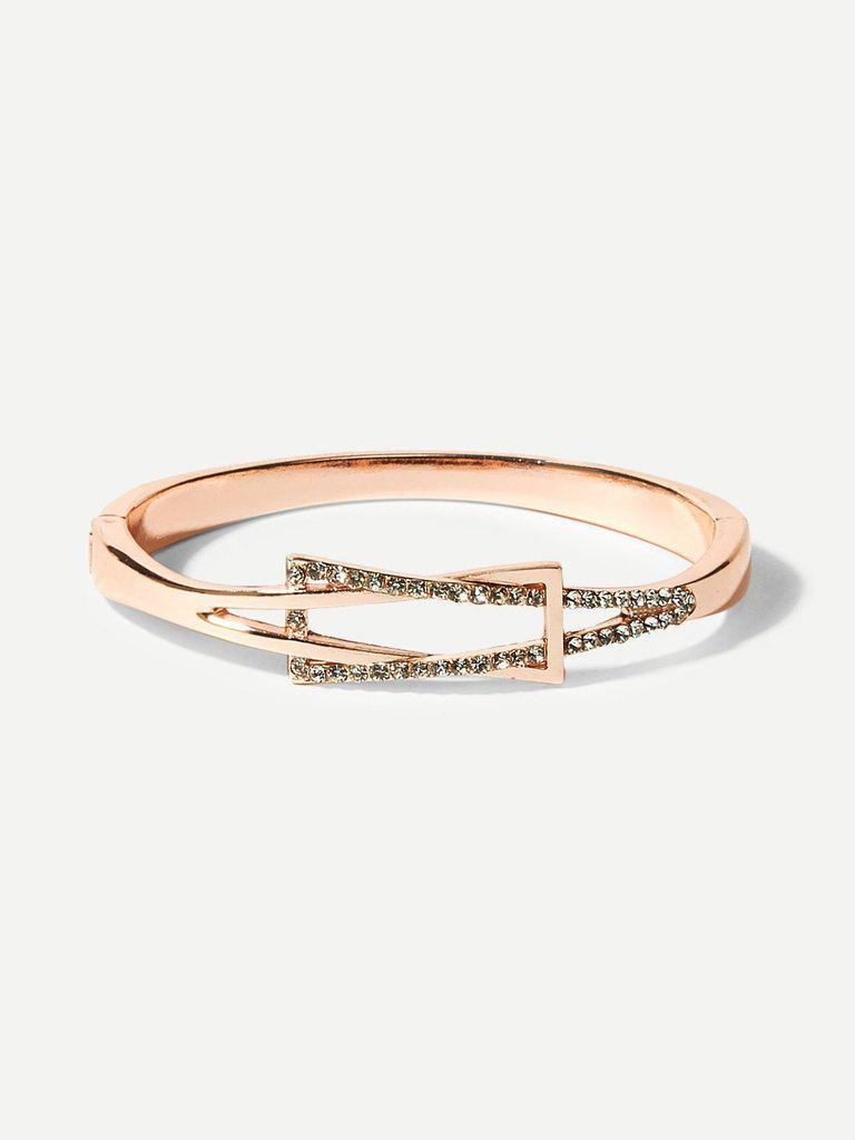 Rhinestone Inlay Spring Cuff Bangle--Des Mess