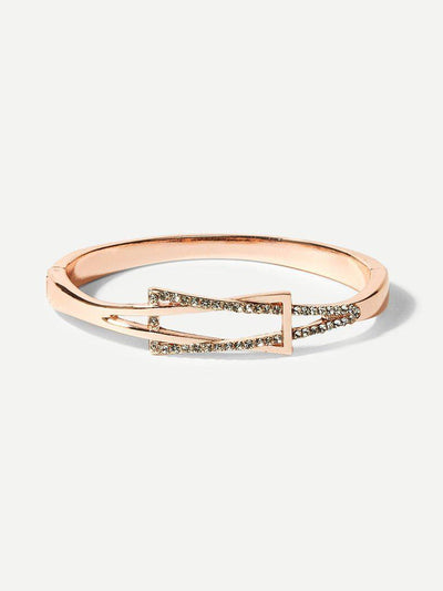 Rhinestone Inlay Spring Cuff Bangle--Des Mess