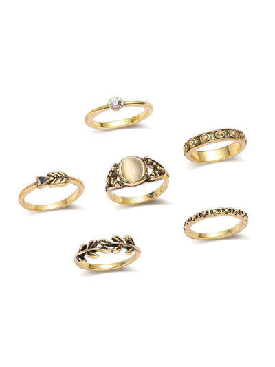 Gold Leaf Shaped Ring Set-jewelry-Des Mess