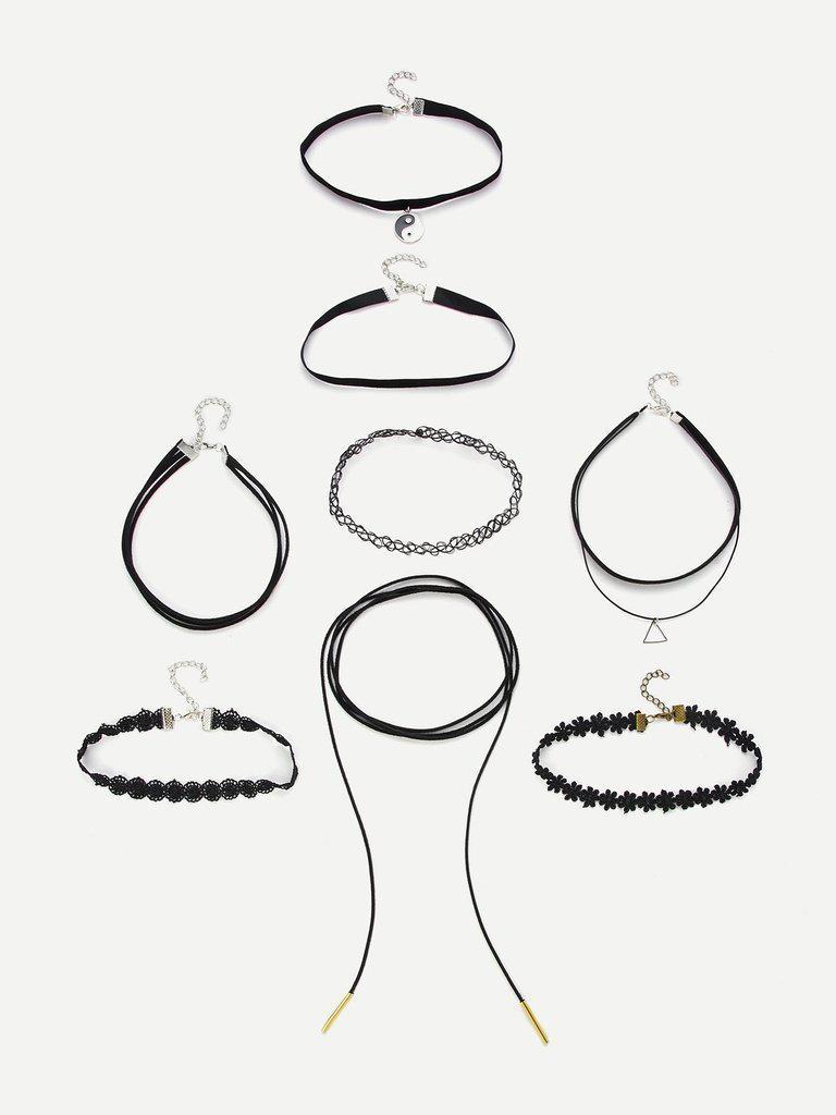 Triangle Pendant Choker Necklace 8pcs-jewelry-Des Mess