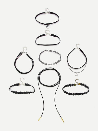 Triangle Pendant Choker Necklace 8pcs-jewelry-Des Mess