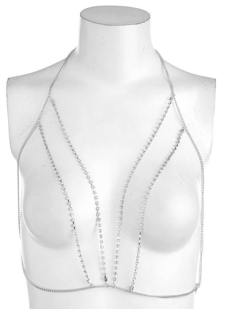 Rhinestone Layered Design Bralet Body Chain-jewelry-Des Mess