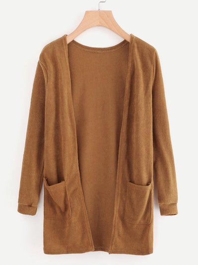 Open Front Cardigan With Pockets-outerwear-Des Mess
