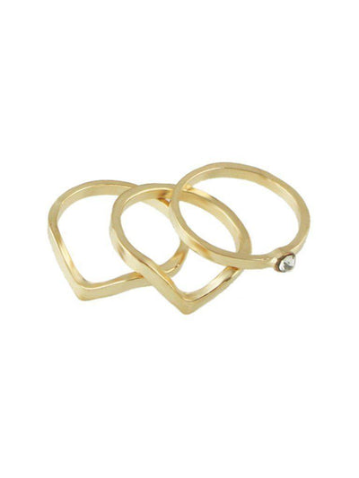 (6 Pcs One Set ) Gold Color Midi Finger Ring Set-jewelry-Des Mess