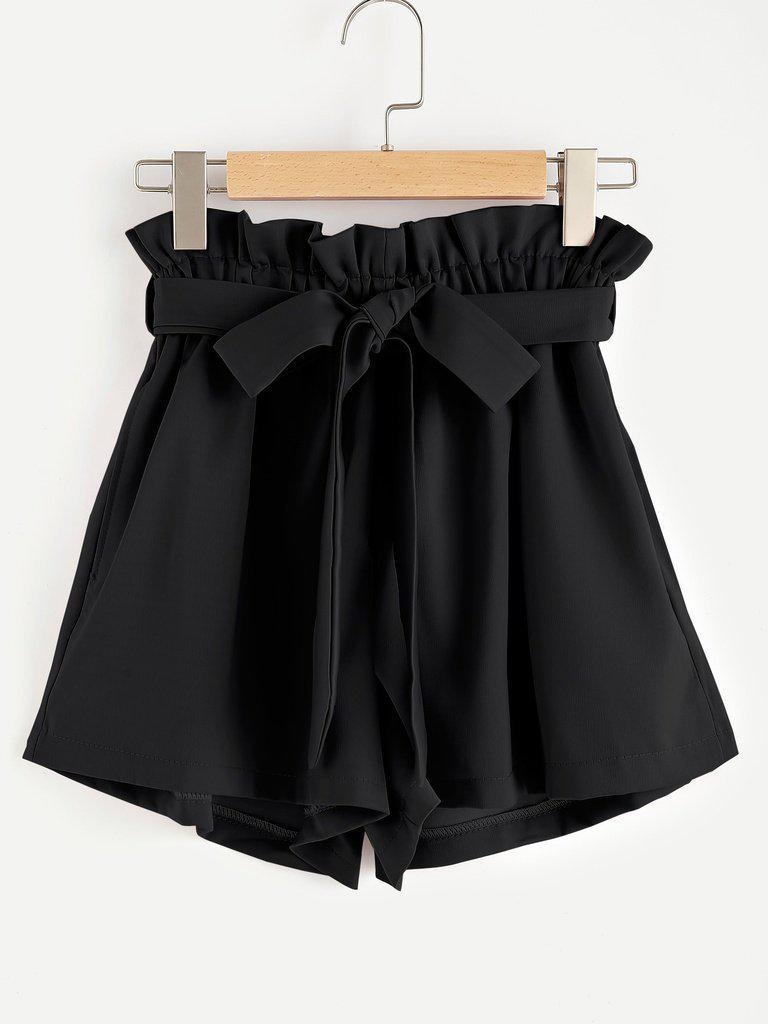 Frill Waist Self Tie Shorts-bottom-Des Mess