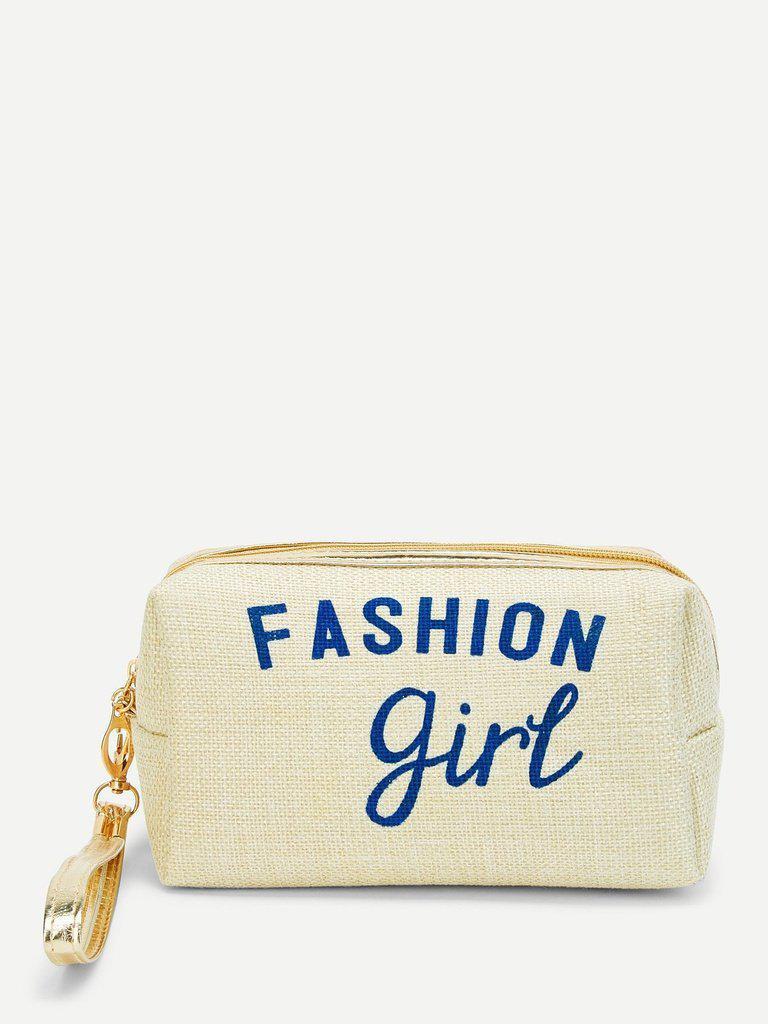 Letter Print Zipper Makeup Bag-makeup-Des Mess